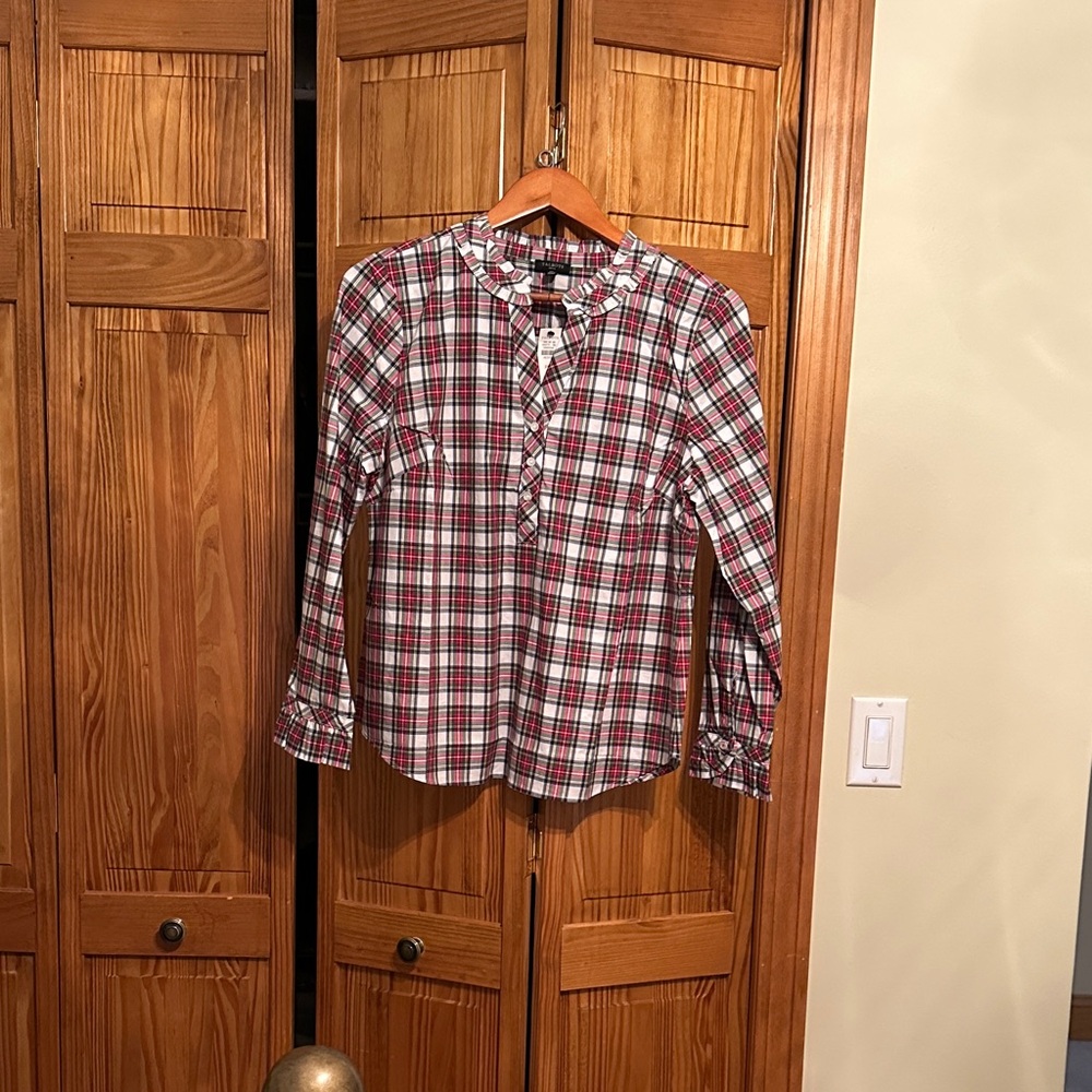 Women’s Plaid Shirt - Red, White, Green and Black